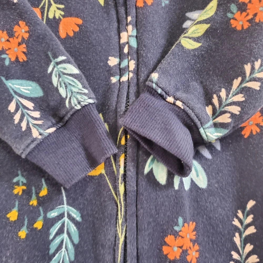 K1353 * Carter's Floral Fleece Onepiece Jumpsuit Navy Blue Size 18M